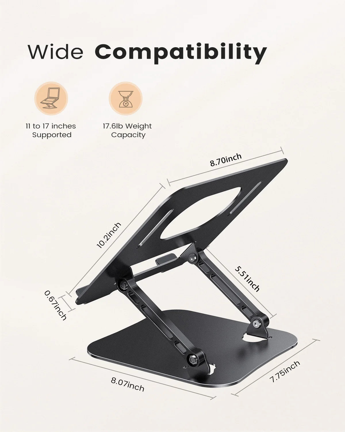 ST01 Portable 11–16-inch Adjustable Laptop Stand Computer Stand Sturdy Aluminum for Desk Foldable Laptop Holder