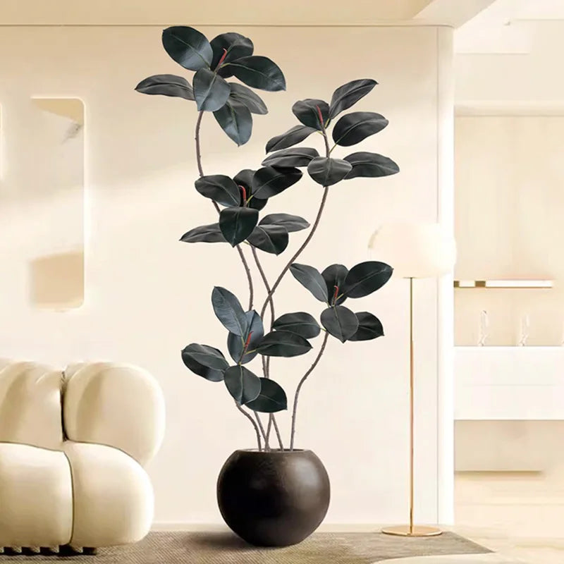 70in Large Artificial Plants Fake Ficus Tree Branch Plastic Rubber Leaves Tall Green Landscape For Home Garden Office
