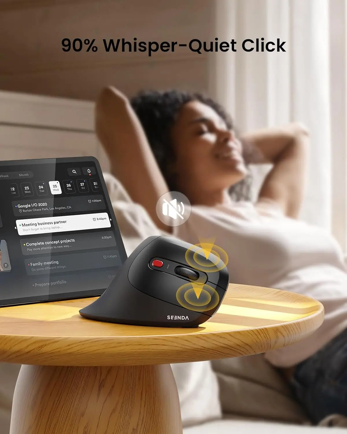 SEENDA Ergonomic Mouse with Jiggler Wireless Dual Mode Vertical Mouse for Computer PC Laptop Mac Windows Reduces Wrist