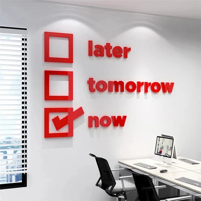 Acrylic 3D Stereo Office Wall Decor Stickers Meeting Room Background Wall Stickers School Classroom Letter Wall
