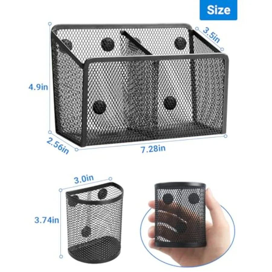 Magnetic Pen Holder Metal Strong Magnet Pen Cup Magnetic Marker Storage Basket Locker Organizer for Whiteboard