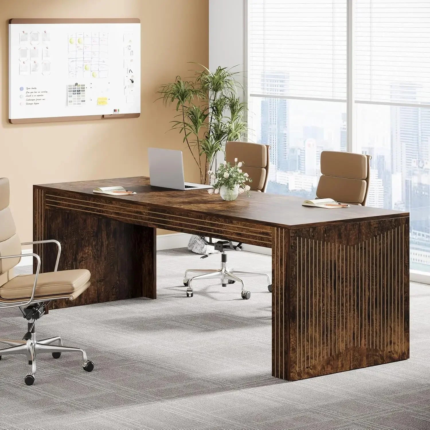 79-Inch Extra Long Desk Two Person Double Desk for Home Office Wooden Long Computer Desk Writing Table for Office