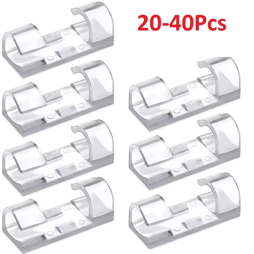 20/40PCS Cable Organizer Clips Cable Management Wire Manager Cord Holder USB Charging Data Line Bobbin Winder Wall