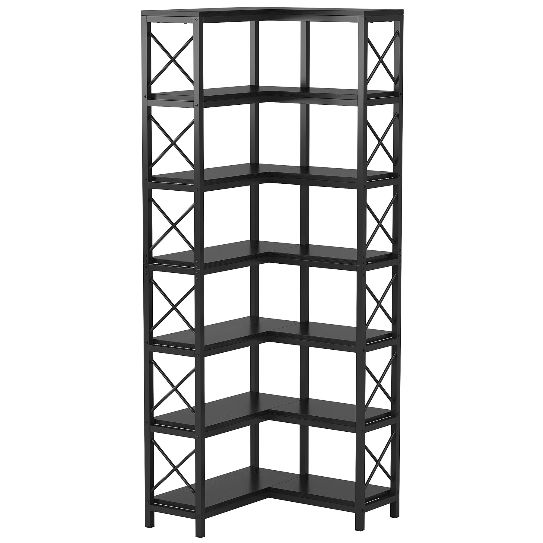Tribesigns 7-Shelf Corner Bookshelf,Large Modern Corner Bookcase 7-Tier Tall Corner Shelf Storage Display Rack