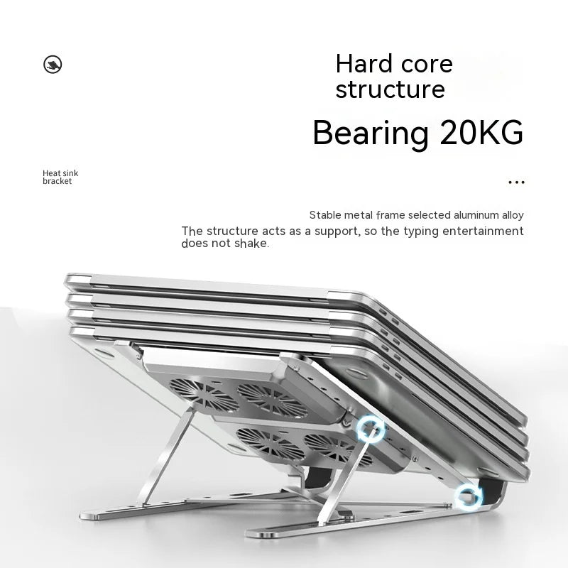 Laptop Stand with Cooling Fan Lift Aluminum Alloy Foldable Notebook Holder with USB Hub Docking Station for Laptops