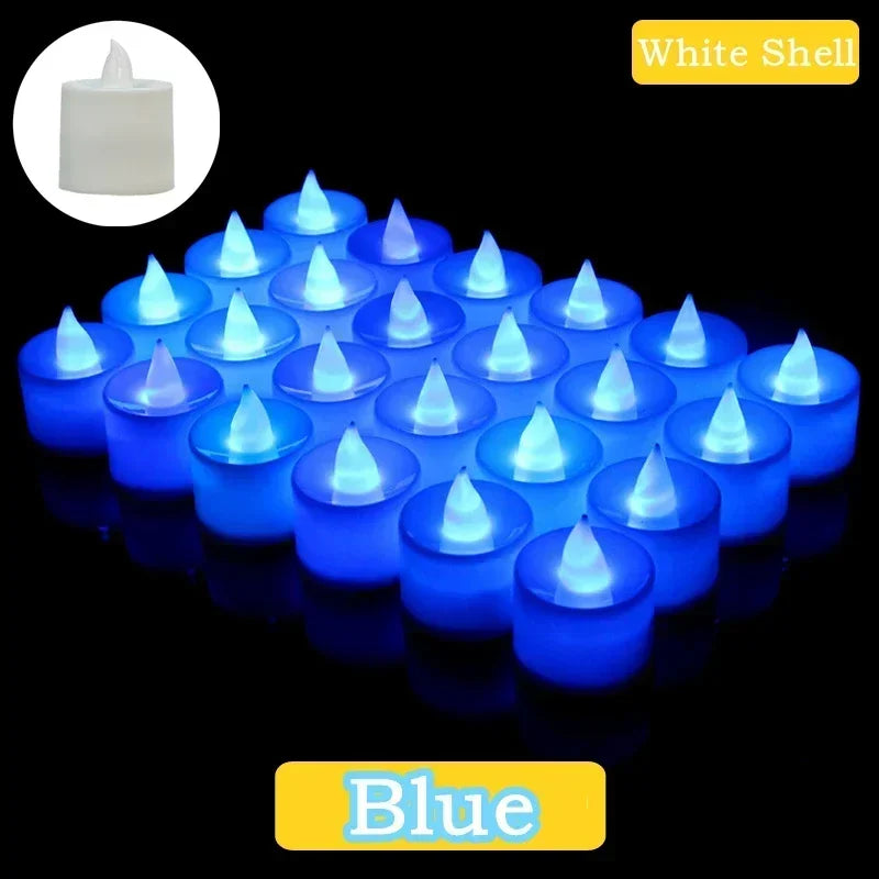 50x Colorful LED Flameless Candle Light Battery Operated Tealight Switch Candles Flameless Wedding Home Christmas Decor