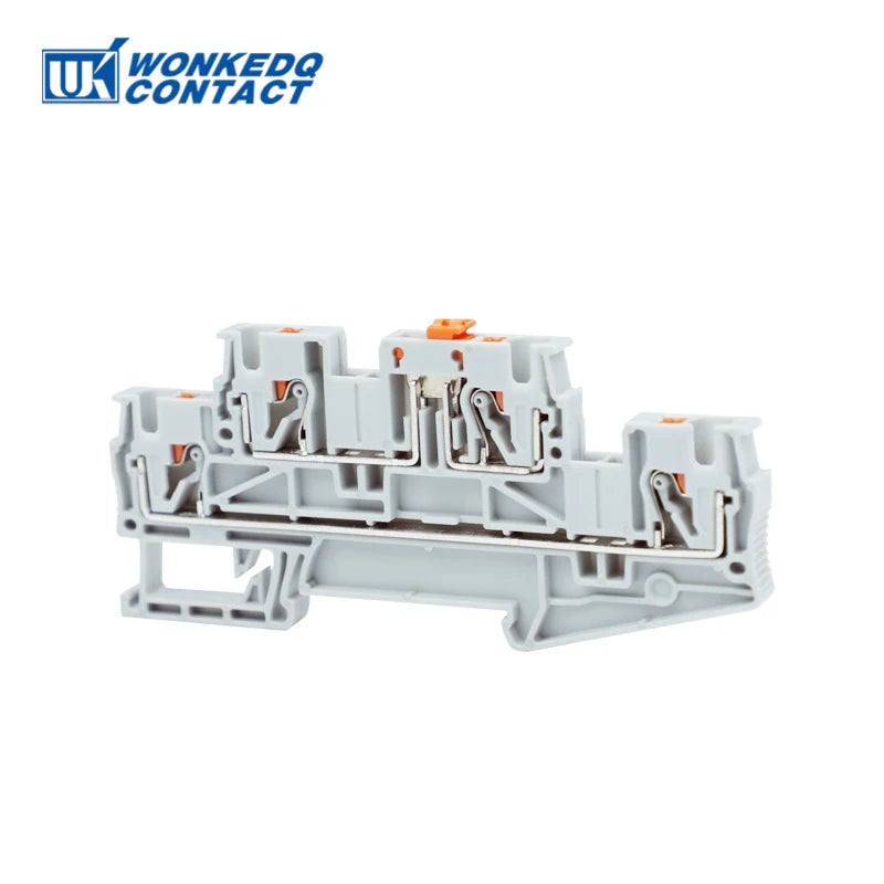 5Pcs PTTB 4-MT Double Level Knife Disconnect Terminal Block Rail Mounting Switch Electrical Connector Push-in PT 4mm