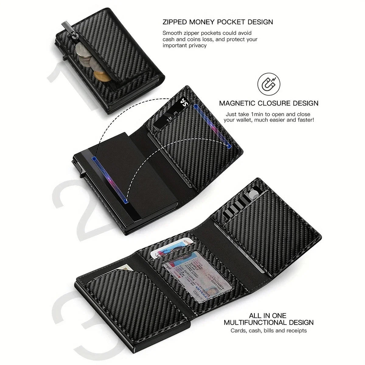 Big Capacity Business Card Holder Luxury Name Case Carbon Fiber Card Holder Automatic Pop Up Card Clips Apple Airtag