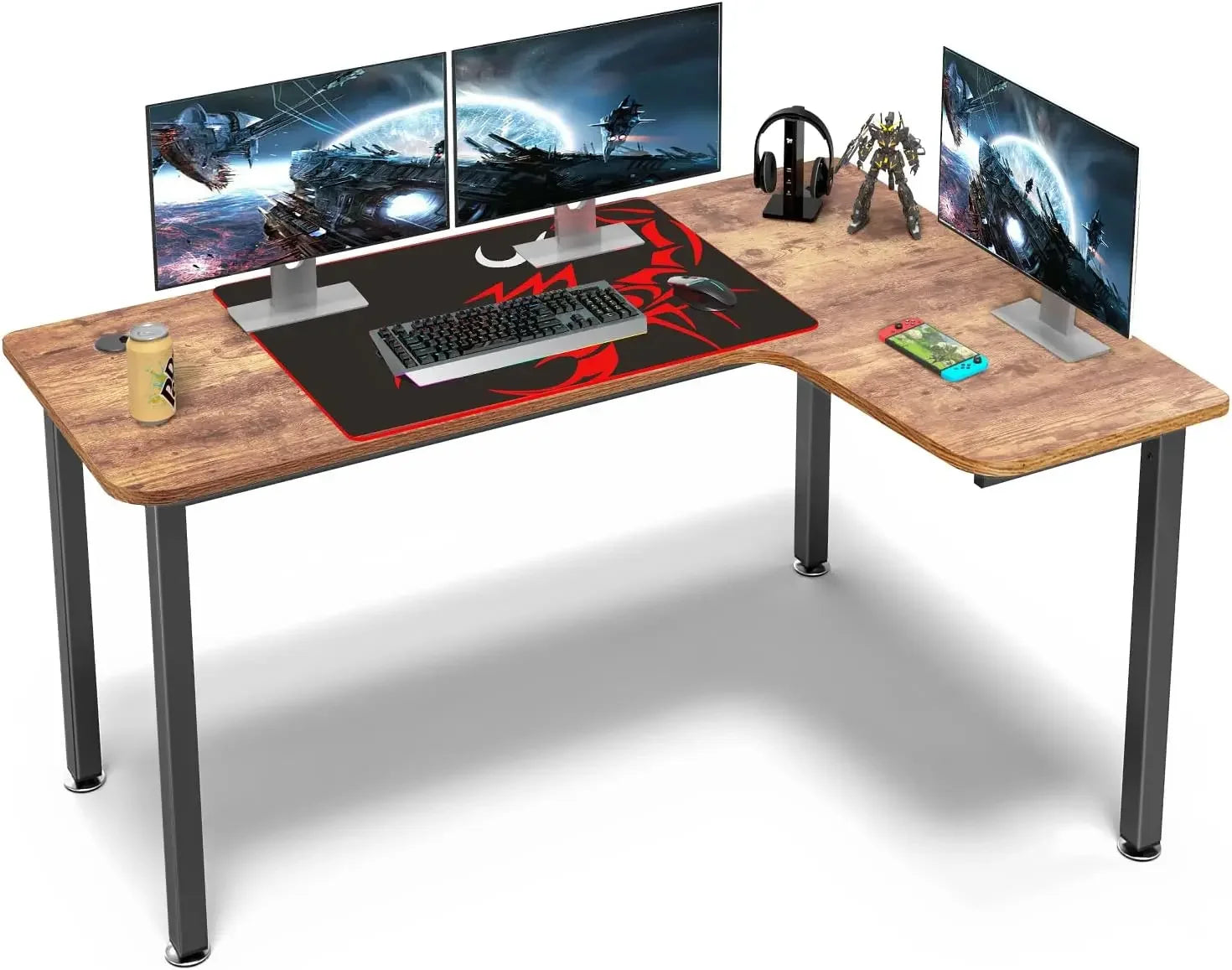 60 Inch Black Corner L Shaped Computer Desk Home Office Gaming Study Work Writing Table Long Large Sturdy Workstation