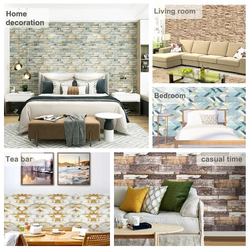 Imitation brick retro Wall papers thick 2.5mm Self-adhesive Waterproof Wall Stickers Home dector for Living room