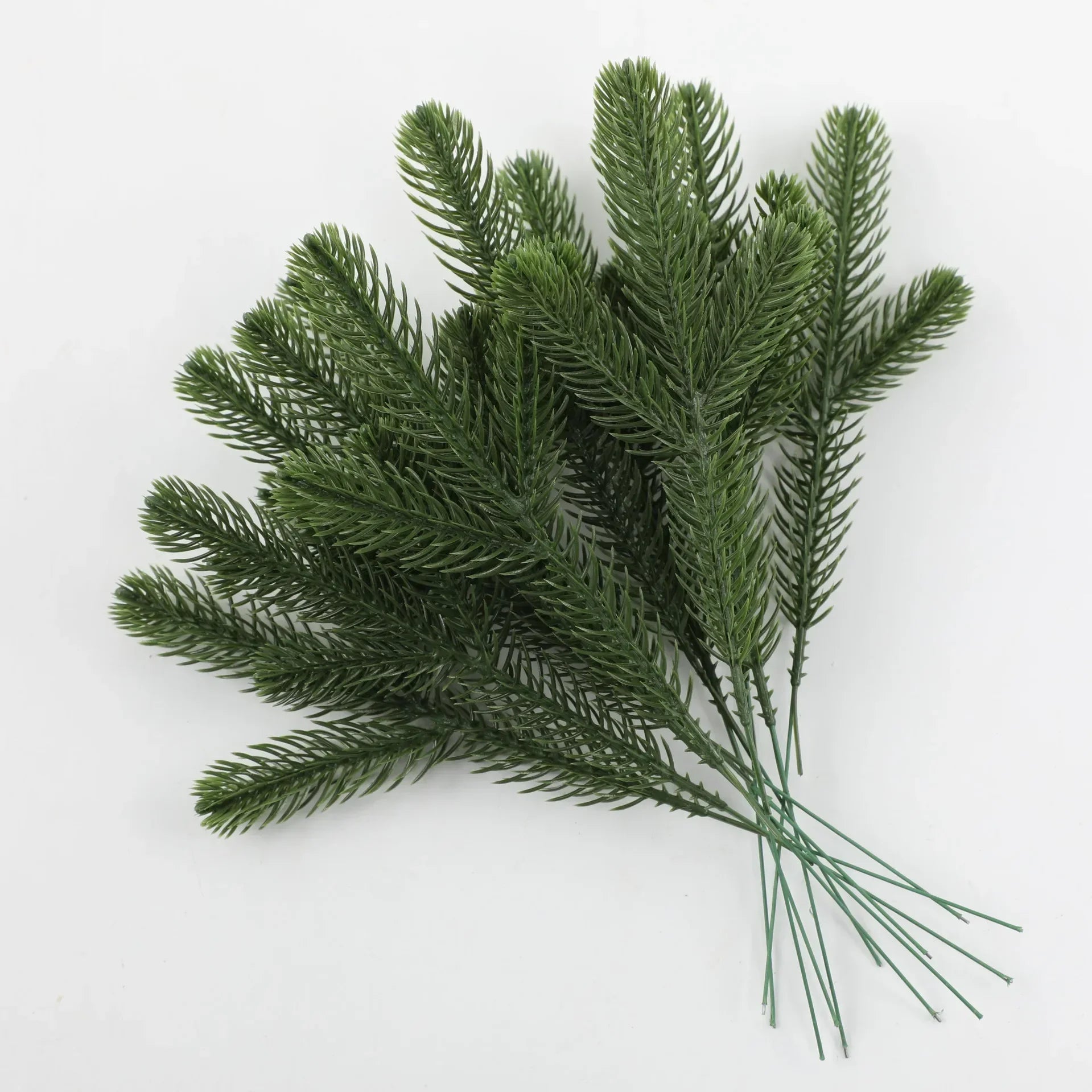 Wholesale Pine Needle Branch Artificial Christmas Green Snow Frosted Fake Plants Sprigs Stem DIY Wreath Home Garland
