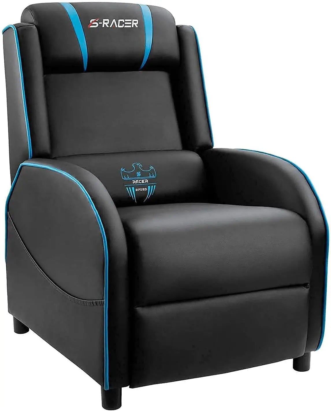 Massage Gaming Recliner Chair Racing Style Gaming Sofa PU Leather Home Theater Seating - blue / United States / set
