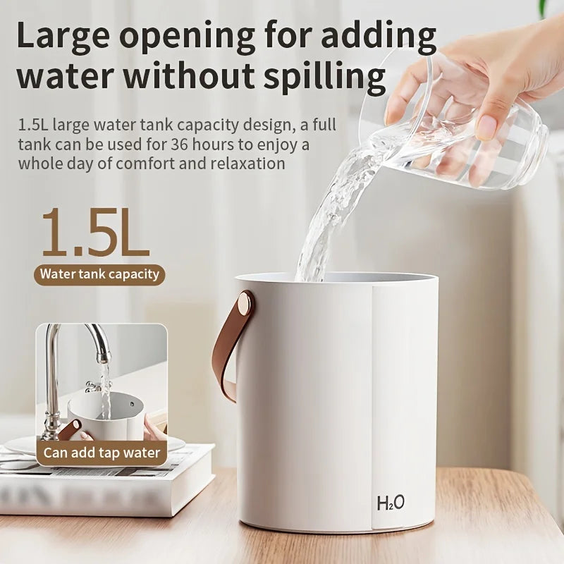 1.5L Dual-Mist Spray Humidifier Wireless Quiet Portable Air Humidifier with Night Light Suitable for Home,office