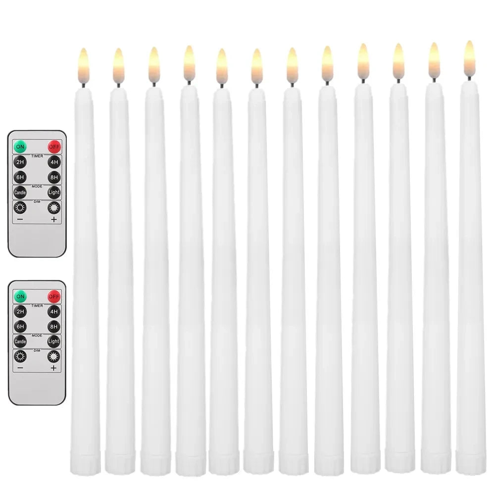 Pack of 12/24Pc LED Flameless Flickering Taper Candles with Remote Battery Operated Tea Lights Home Wedding Decor