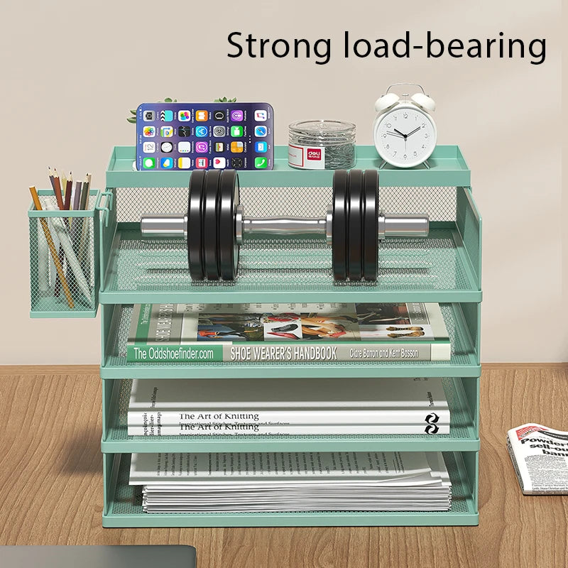 4-Tier Green Stackable Letter Tray Office Desk Organizer File Trays Desktop Holder for Paper Letter Accessories