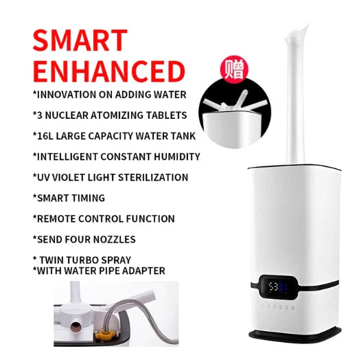 16L 100-240V Industrial Air Ultrasonic Humidifier Mute Commercial Supermarket Vegetables Mist Maker Fogg