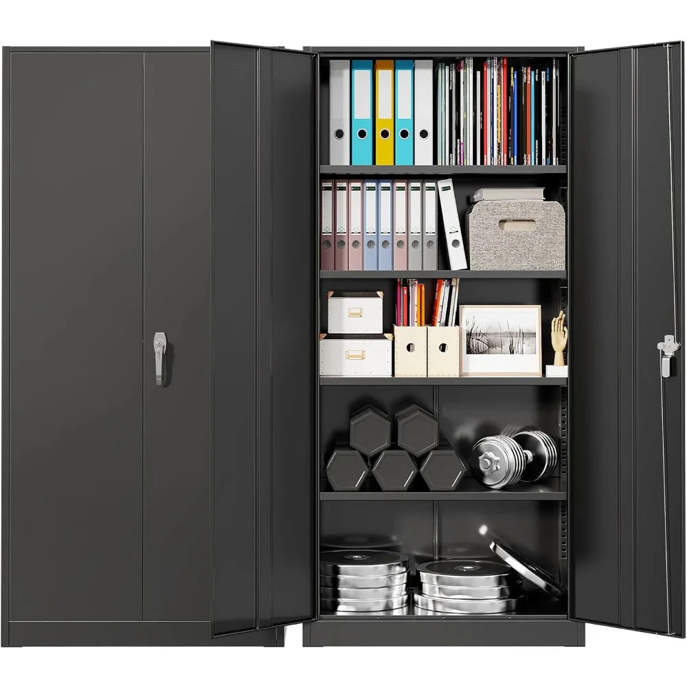 metal-storage-cabinet-with-lock-71-tall-black-garage-cabinet-with-2-doors-4-adjustable-shelves-lockable-steel-file-cabinet