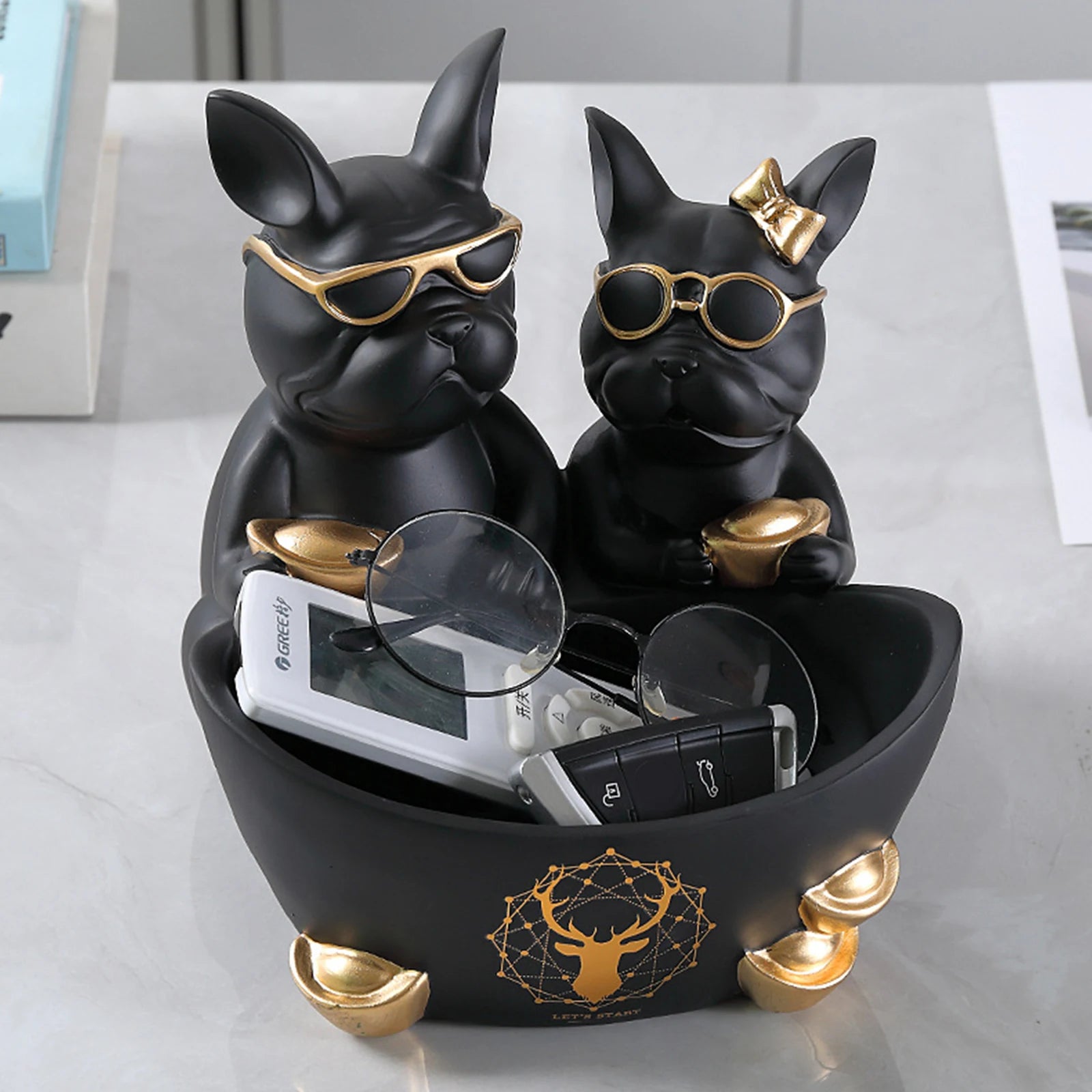 Bulldog Animal Figurines Cool Dog Statue Sculpture Living Study Room Bedroom Decor Home Interior Decoration Accessories