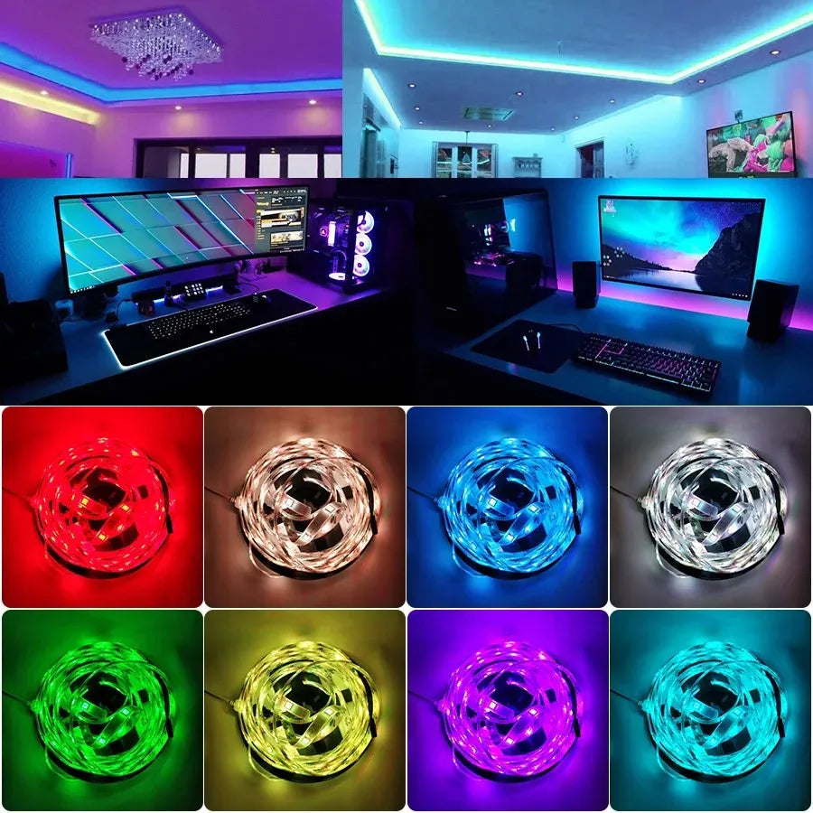 30leds/m 5050 Led Strip 5M LED Strip Light led ribbon 15M 20M 30M rgb led diode tape Bluetooth Controller power adapter