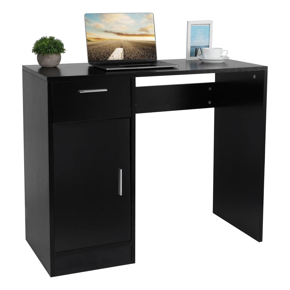 (Clearance Deal) Black Office Desk Compact Computer Desk Workstation 90*40*75cm Dorm Room Home Office Furniture