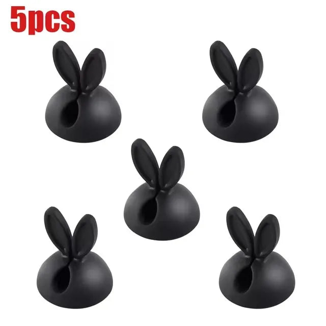 Cute Rabbit Ear Cable Manager Desktop Car Dashboard Charger Cables Clasp Clip Desk Line Organizer Bunny Ear Winder