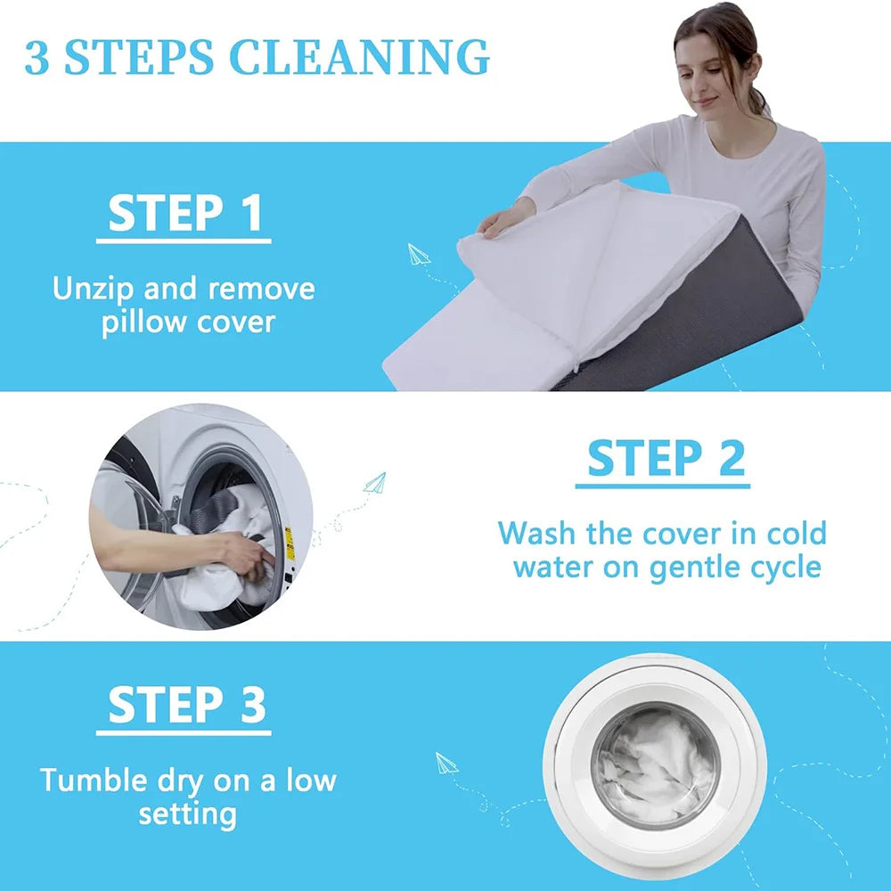 Bed Wedge Pillow for Sleeping Soft Memory Foam Top Triangle Pillow Wedge Body Positioners for Leg Elevation Snoring