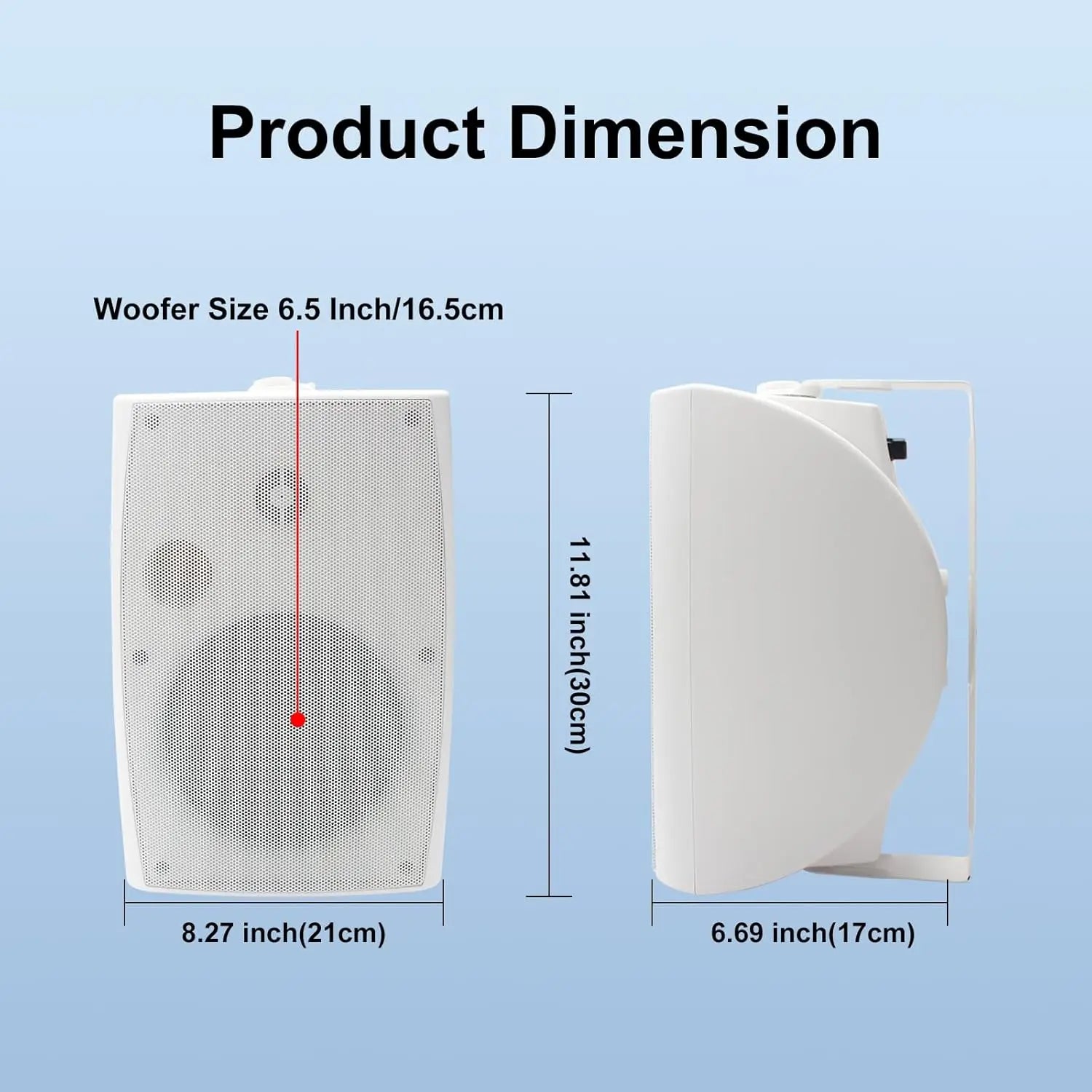 Herdio 2PCS 400W 6.5‘’ Passive Outdoor Speakers Wired Waterproof 2 Way Wall Mounted Speakers With Powerful Bass