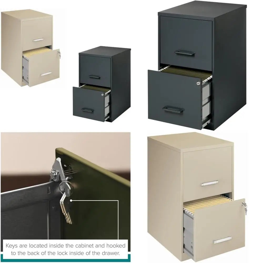 Pair of Black and Putty Drawer Letter File Cabinets - United States / Black