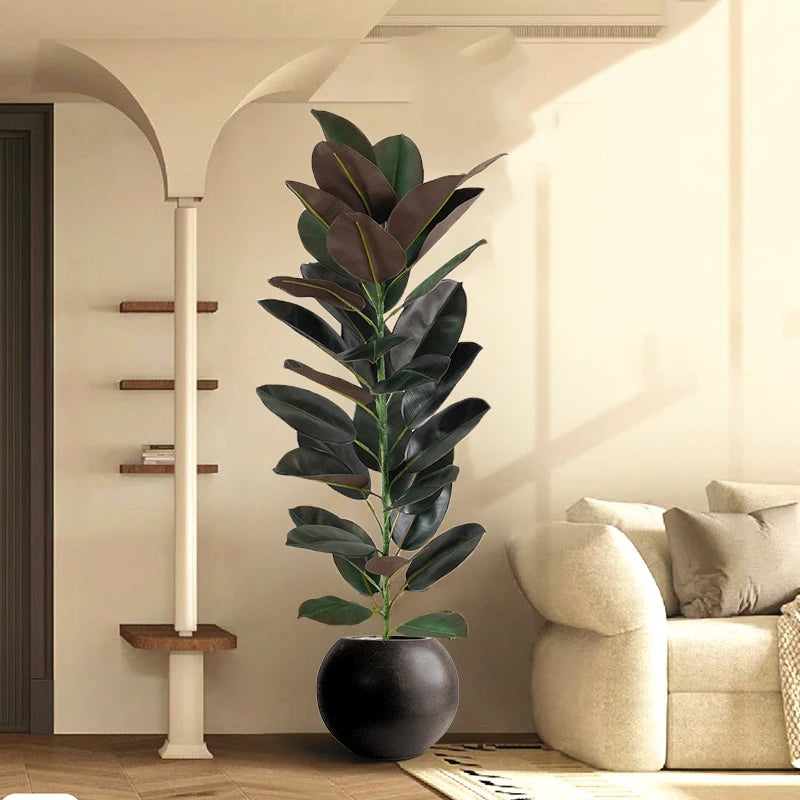 13-70in Large Ficus Tree Artificial Rubber Tree Plastic Banyan Plants Real Touch Banyan Leaves For Home Garden Shop