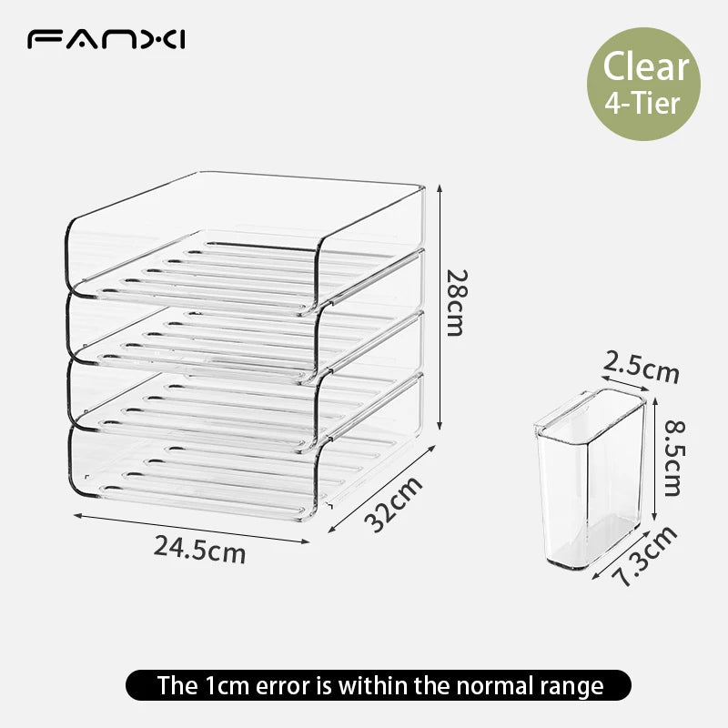 Desk Organizer with 2 Vertical File Holder 4 Tier Stackable Paper Letter Tray File Organizer with Pen Holder,Desk