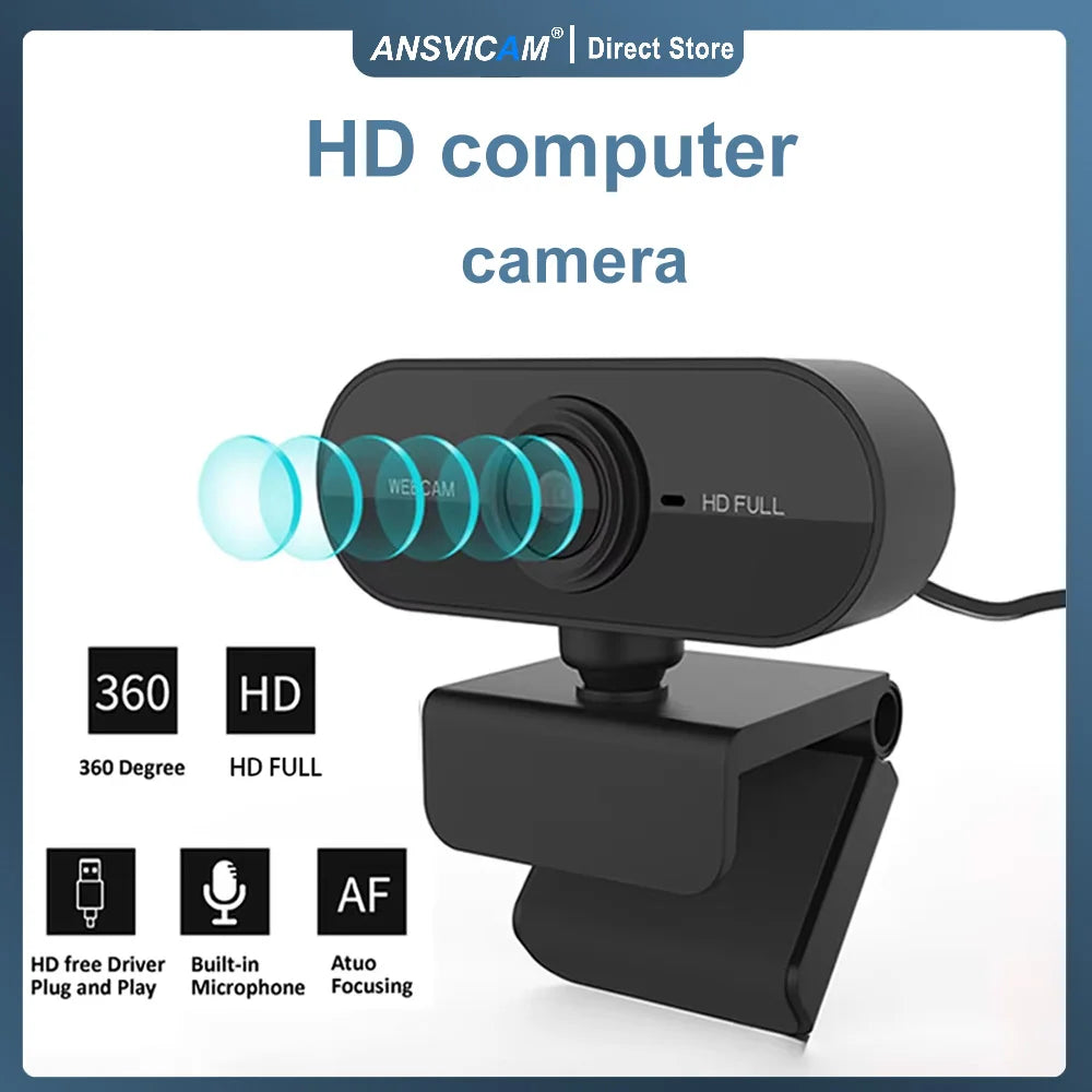 Webcam Computer Camera 1080P HD USB With Microphone Support Desktop Computer Laptop Suitable For Live Video Call