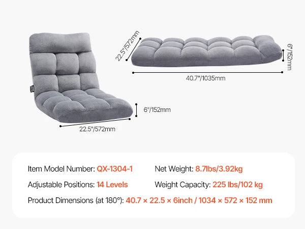 SucceBuy Floor Chair Recycled Foam Folding Sofa Chair Multifunctional Floor Chair with Back Support Ideal for Sleeping