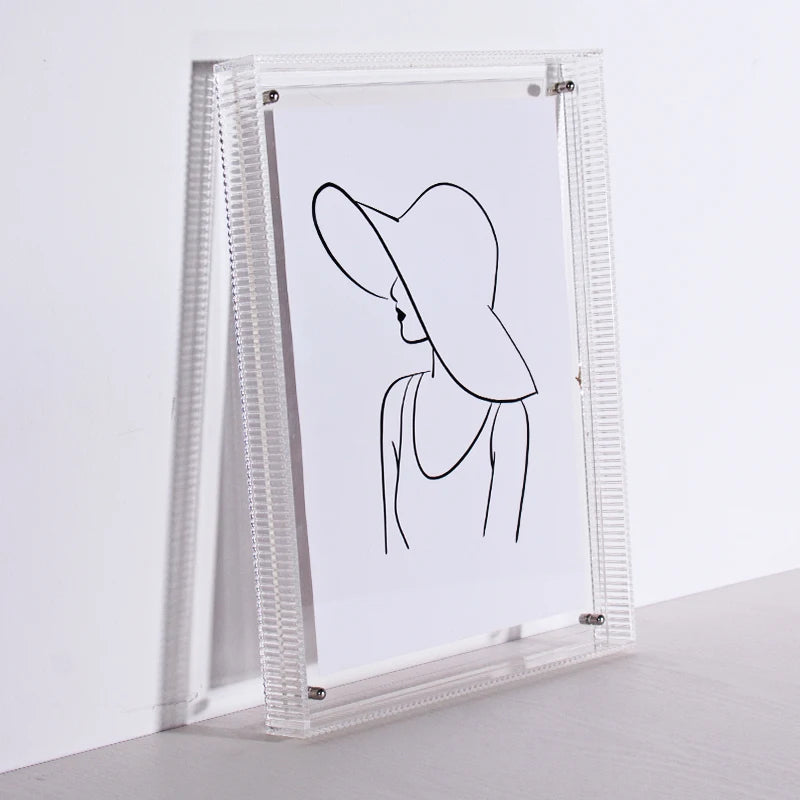 Translucent Acrylic Picture Frame Neon Floating Acrylic Wall Tabletop Frame Decoration Photo Frame for Gallery Home