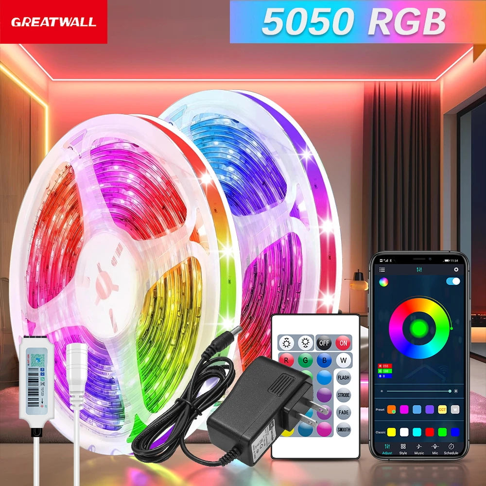 GREATWALL WIFI 100 foot LED strip 50550RGB strip music synchronous color change room home party decoration APP
