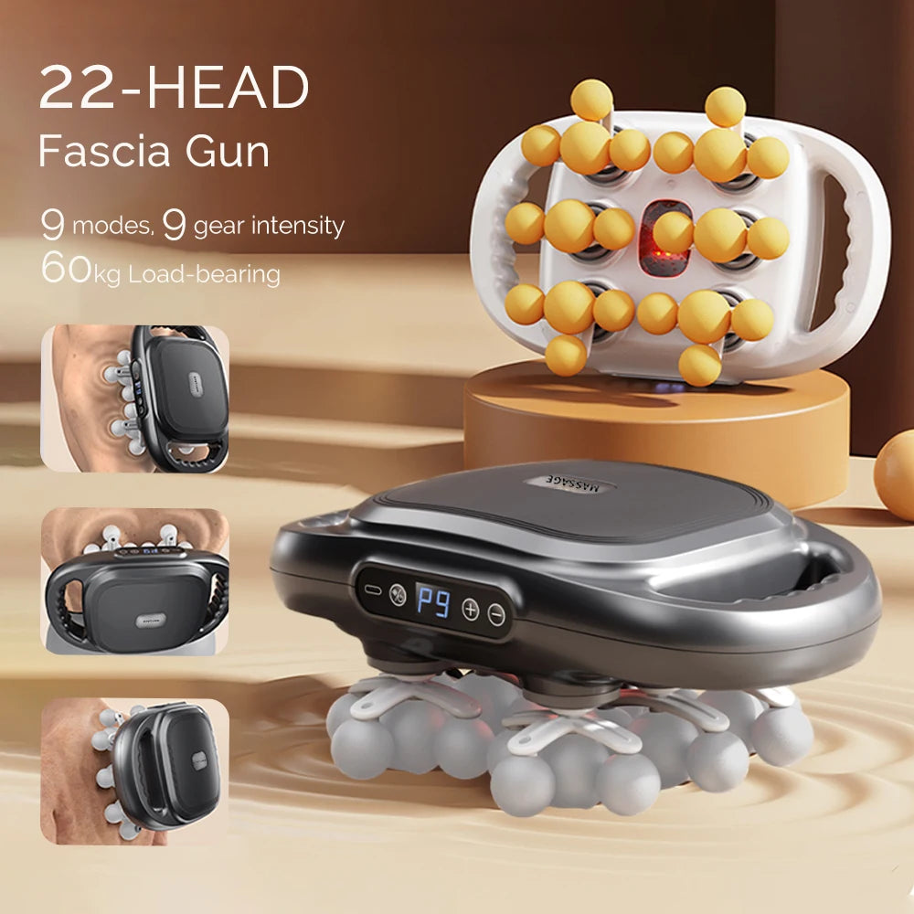 22-Head Fascia Gun High-Frequency Vibration Body Massage Gun Back and Waist Massager Neck Shoulder Massager Muscle