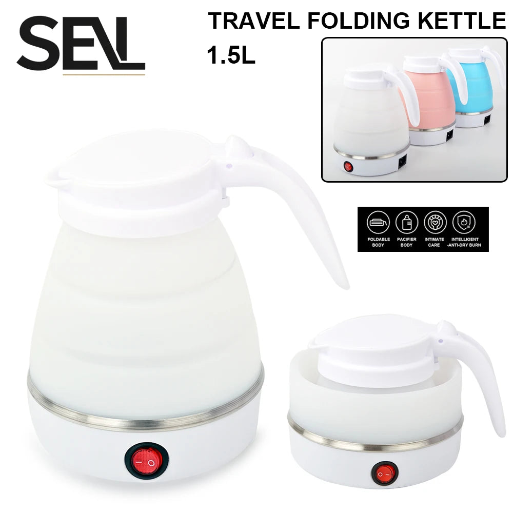1.5L folding traveling water bottle electric kettle portable electric kettle household travel water heater silicone