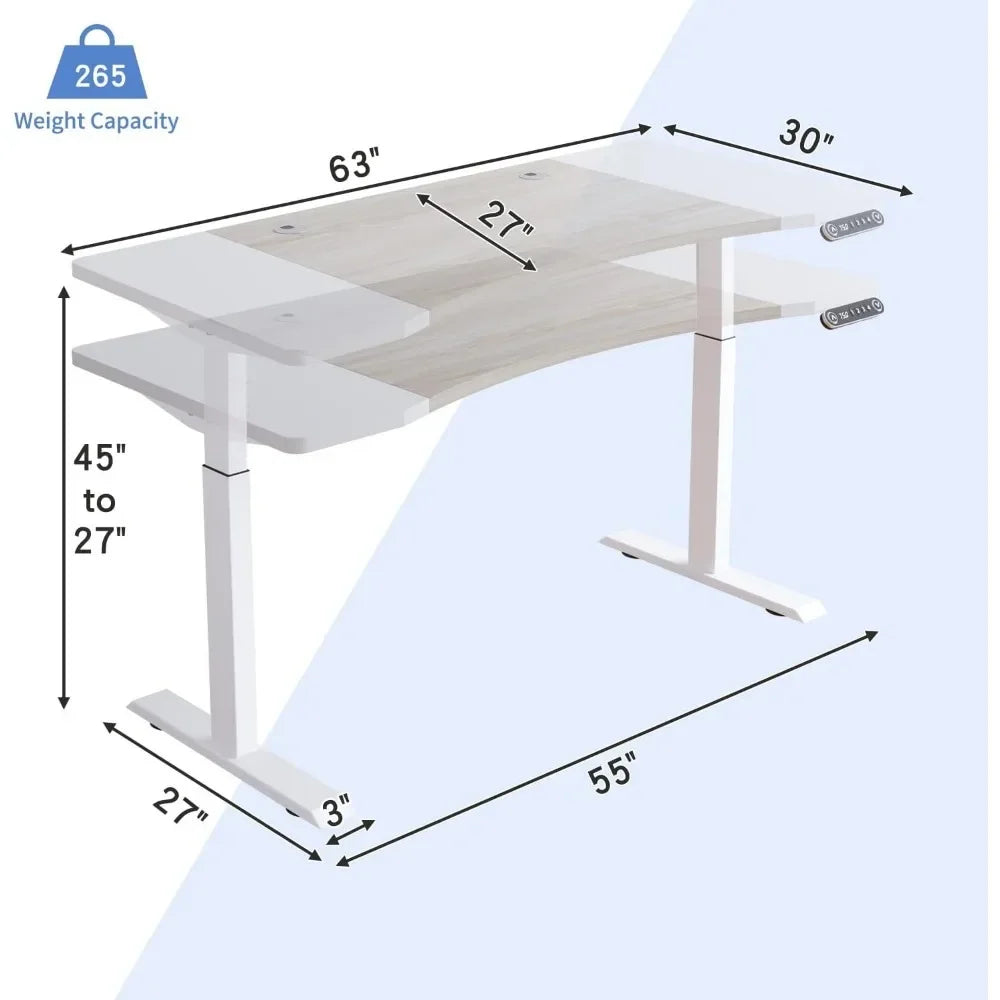 Dual Motor Height Adjustable Electric Standing Desk,Height Stand Up Computer Desk,Sit and Stand Home Office Desk