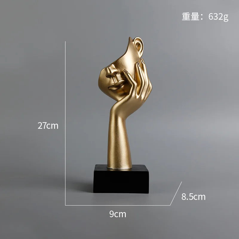 27cm bstract Face Sculpture Resin Thinker Figurines for Desktop Office Desk Living Room Table Collection Figurine