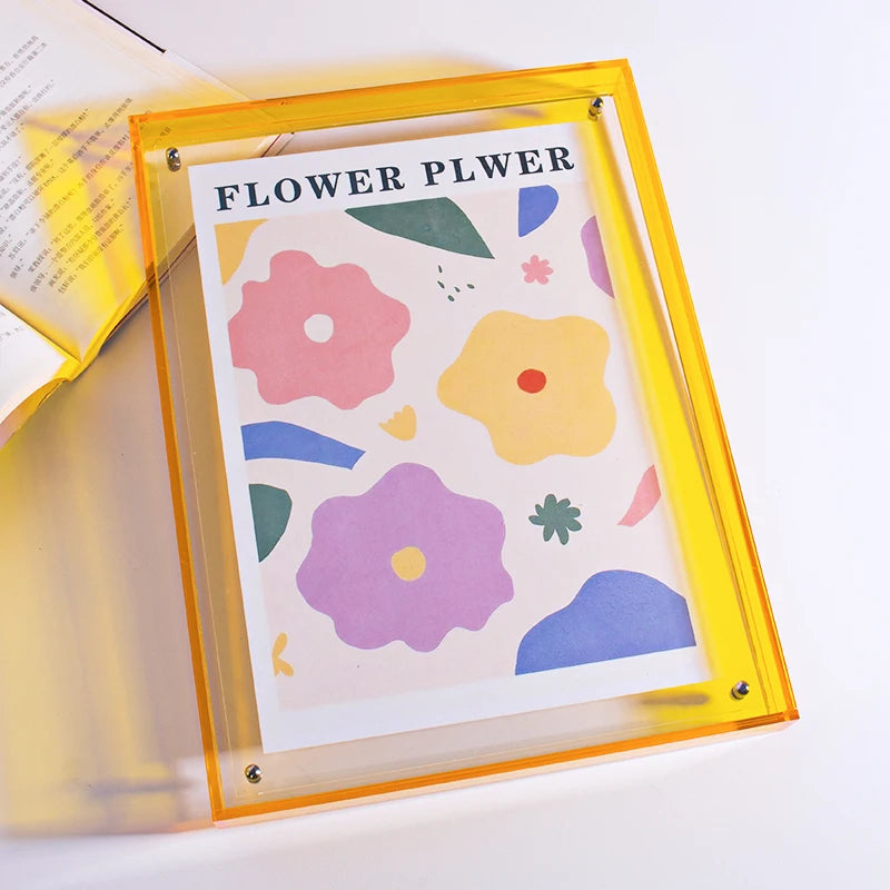 Translucent Acrylic Picture Frame Neon Floating Acrylic Wall Tabletop Frame Decoration Photo Frame for Gallery Home