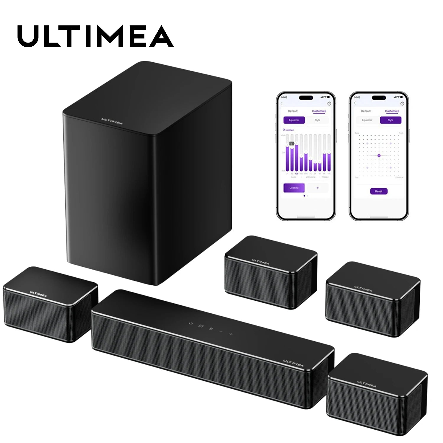 ULTIMEA 7.1 Surround Soundbar 3D Virtual Surround Sound System with Subwoofer,2 Rear Speakers Home Theater TV