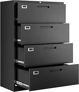 File Cabinets,4 Drawer Metal Lateral Filing Organization Storage Cabinets with Lock,Home Office for Hanging Files