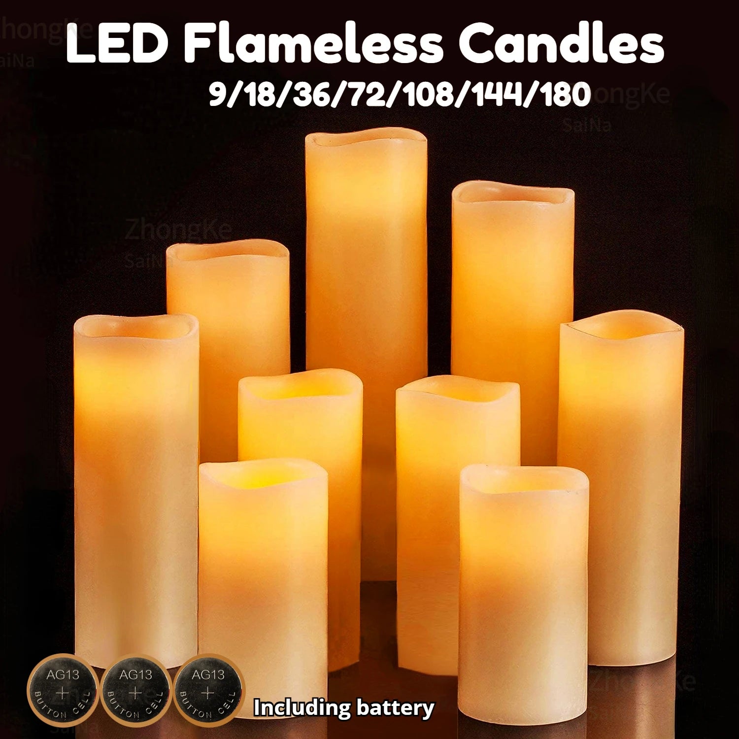 9-180pcs LED Candles with Flickering Flameless Candles Battery Operated Pillar Candles Wedding Decoration Candlelight