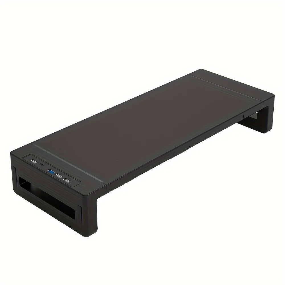 Monitor Stand Riser With USB3.0 Foldable Height Adjustable Computer Stand Desk Shelf Riser with Storage Drawer &Tablet