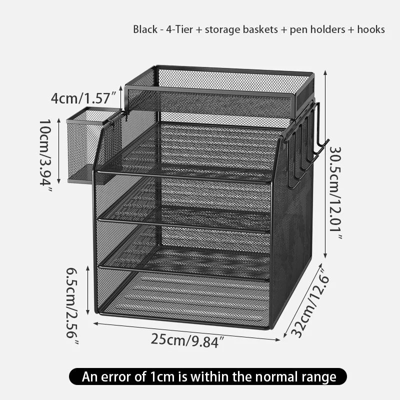 Metal file rack desktop file storage box integrated multi-layer document rack office desk bookshelf book stand