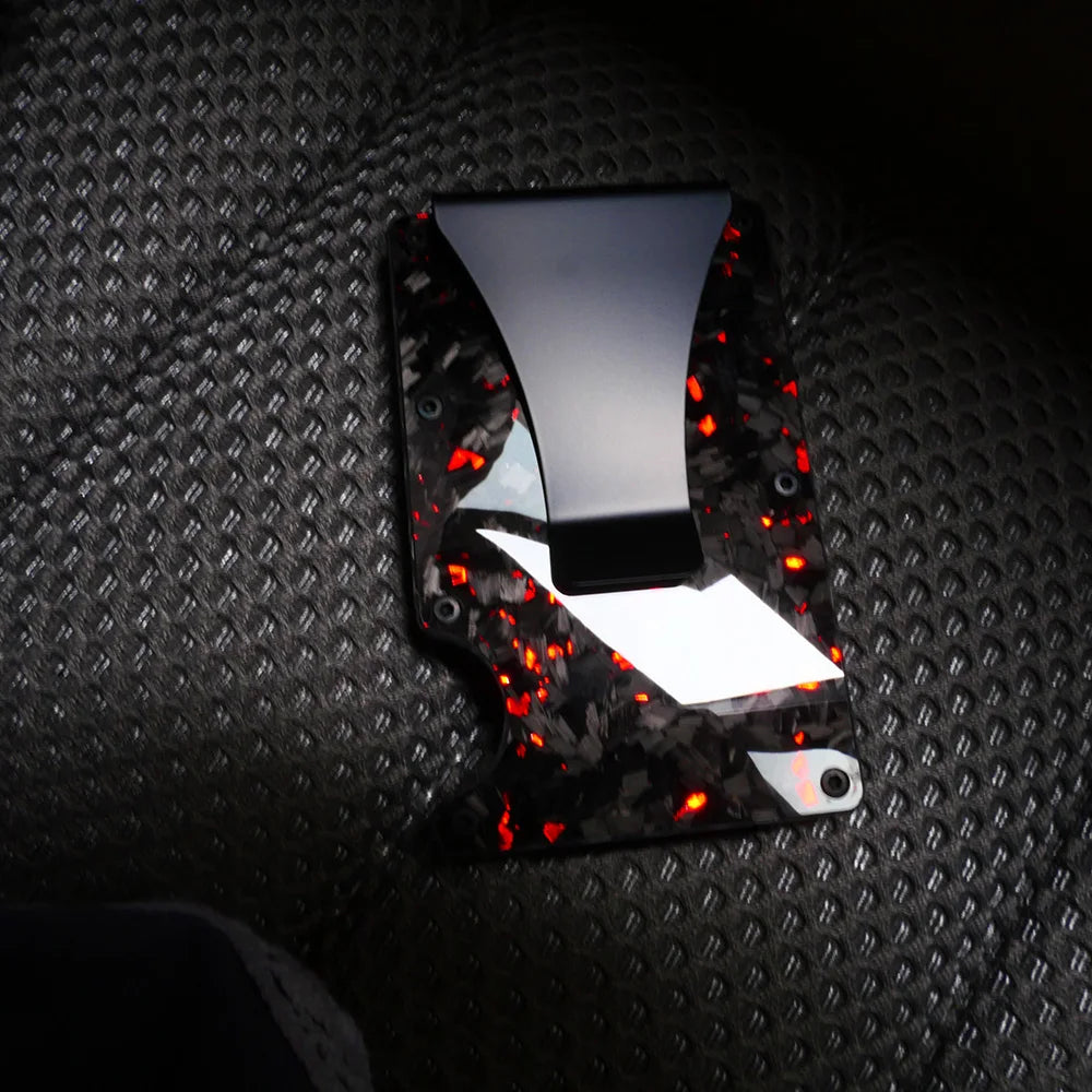 Bright/Matte Forged Carbon Fiber Minimalist Slim Wallet for Men RFID Cashback Credit Card Holder Luxury Metal Case