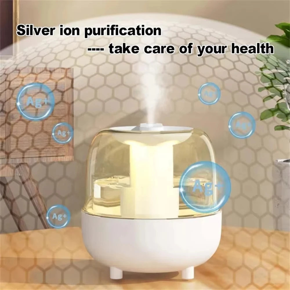 4L Large Capacity Dual Spray Humidifier with Display USB Quiet Cool Mist Maker Air Purifier with Night Light for Home