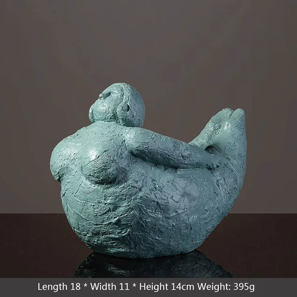 Resin Abstract Fat Lady Yoga Statue Home Decor Decoration Room Figurines For Interior Desk Accessories Sculptures