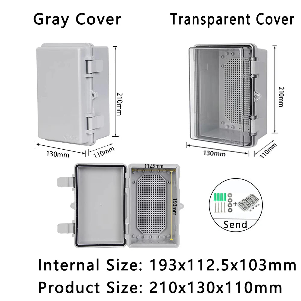 IP66 Waterproof Plastic Box ABS Wire Junction Box Gray/Transparent Cover Enclosure Outdoor Electronic Engineering