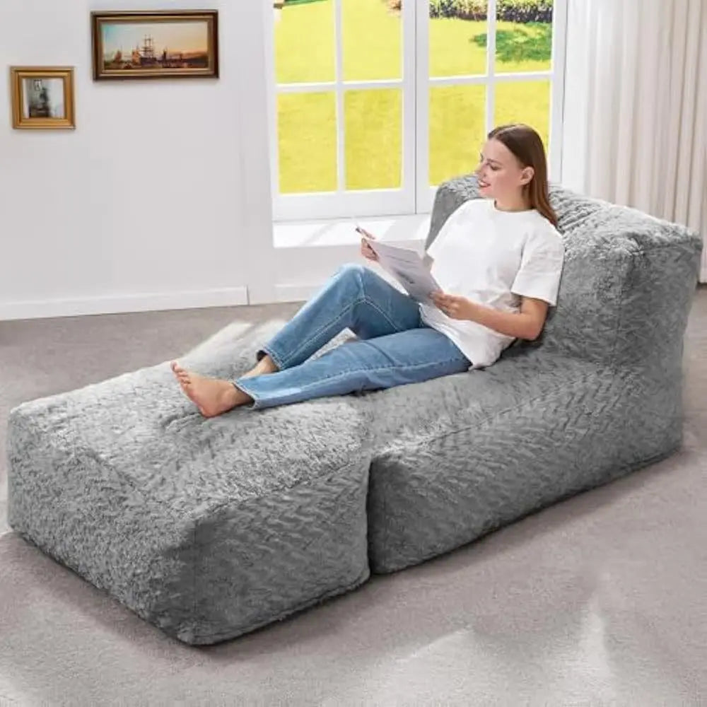 Big Bean Bag Lounger Chairs Large Beanbag Chair for Adults Bean Bag Sofa with Memory Foam Filled for Living Room