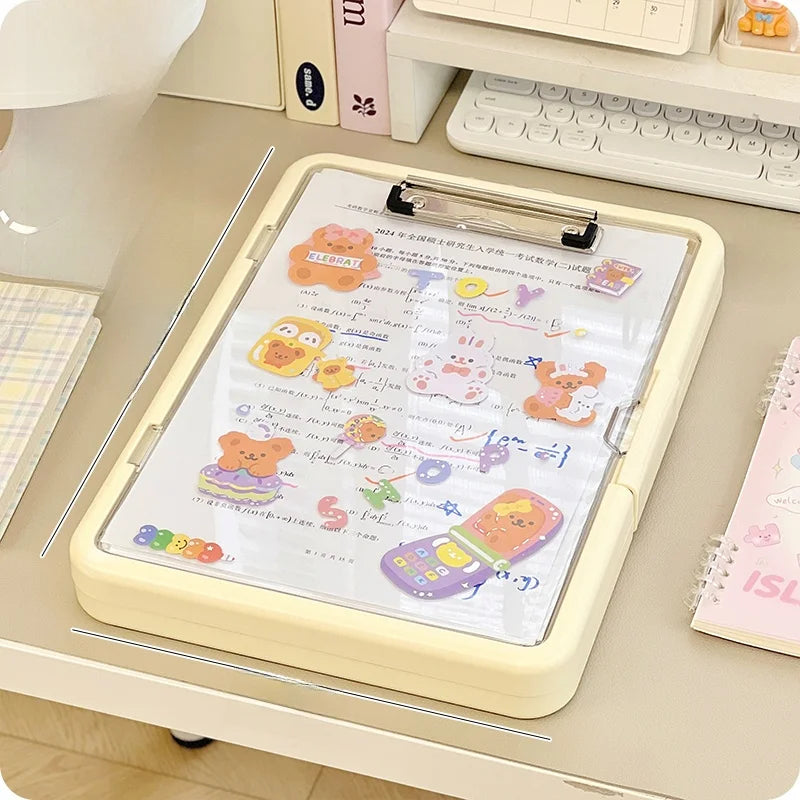 Simple Ins Sle Student Test Paper Storage Box Desktop Organizer Cute Cartoon Plastic File Cabinet Writing Desk Accory